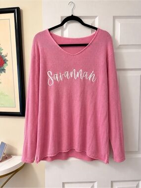 'Savannah' pink knit pullover - light sweater/shirt